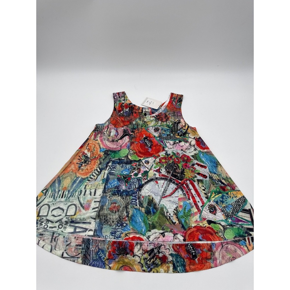 Et'Lois Womens Multi Color Collage Print Swing Tank Top C1011 CHERRY Made in USA - Picture 5 of 9